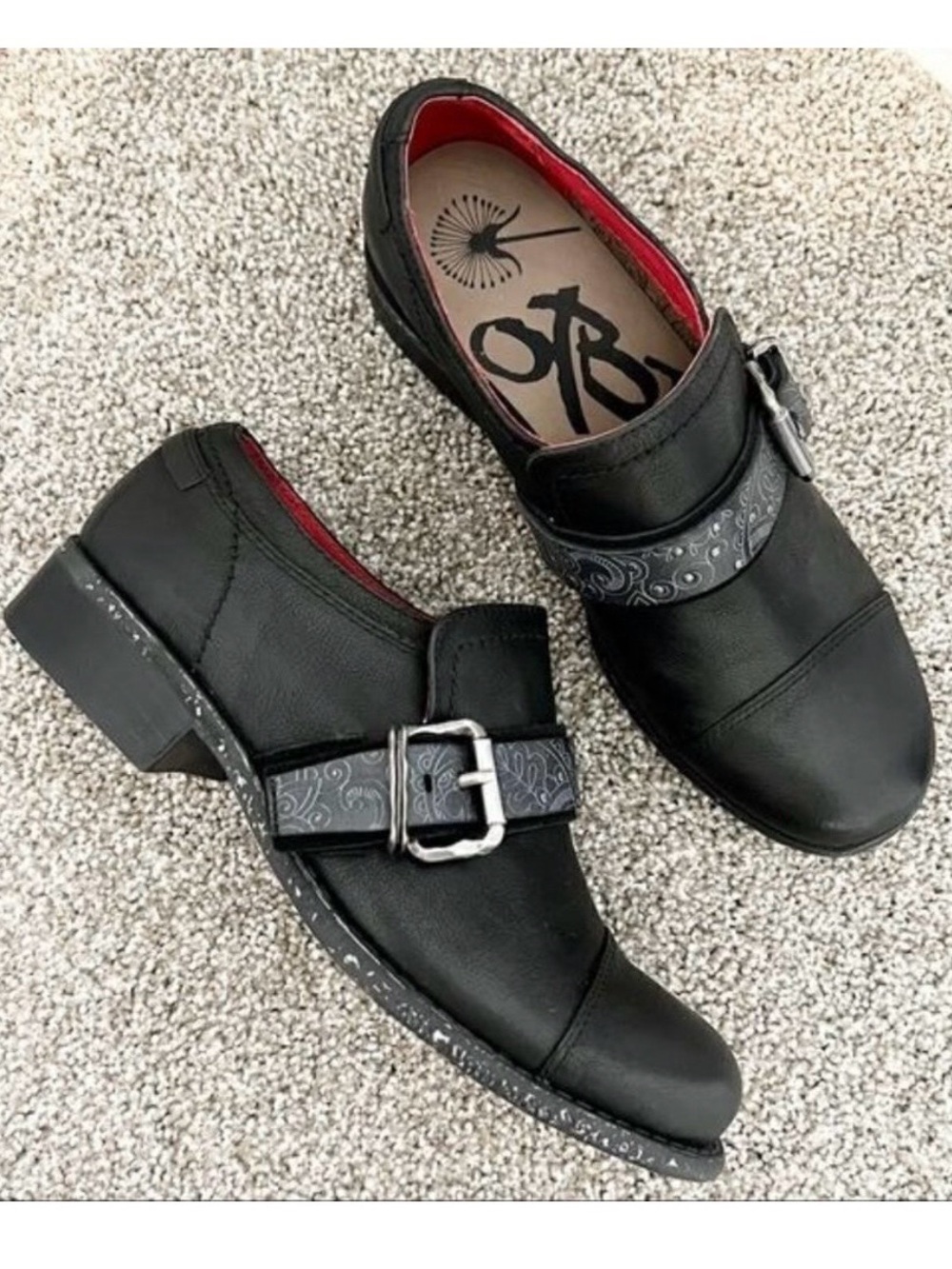 OTBT Straggler‎ Oxfords Size 6 Black Leather Buckle Strap Goth Dark Academia Alt